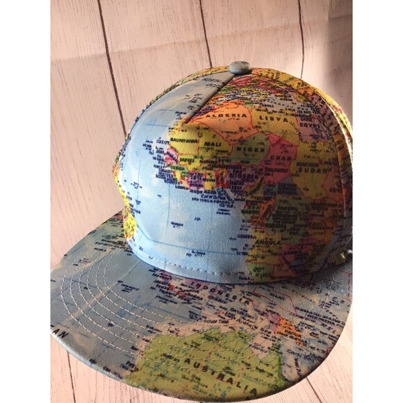 Wuke Brand World Map SnapBack Adjustable Hat - Picture 2 of 10